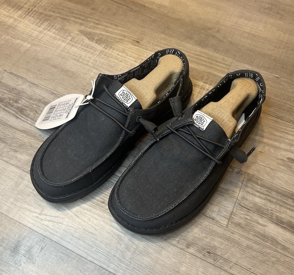 Hey Dude Womens Wendy Stretch Canvas Slip On Shoes Sz 6 Black Loafer Sneaker